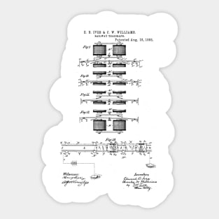 Railway Telegraph Vintage Patent Hand Drawing Sticker